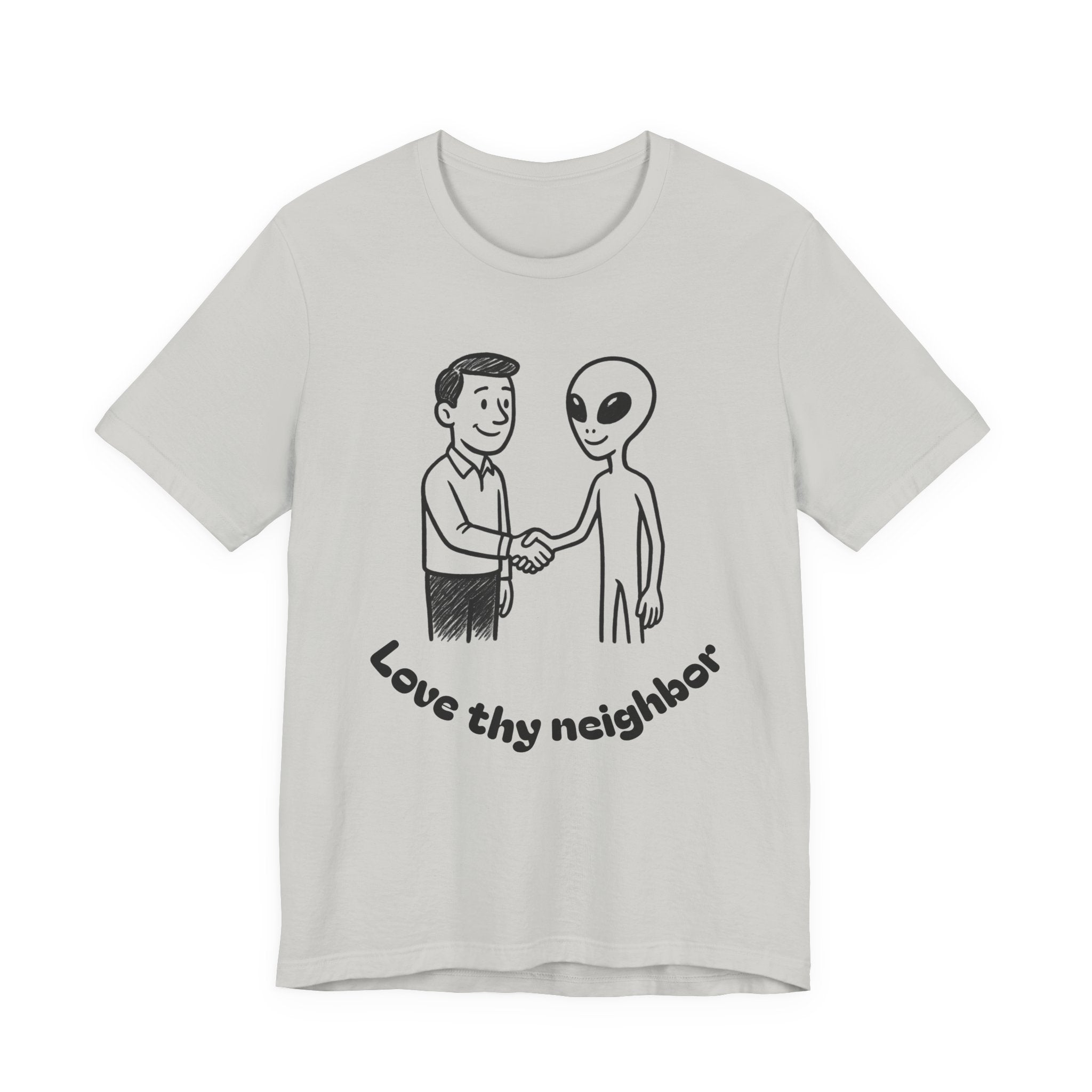 Friendly Alien T‑Shirt — "Love Thy Neighbor" Retro Graphic Tee