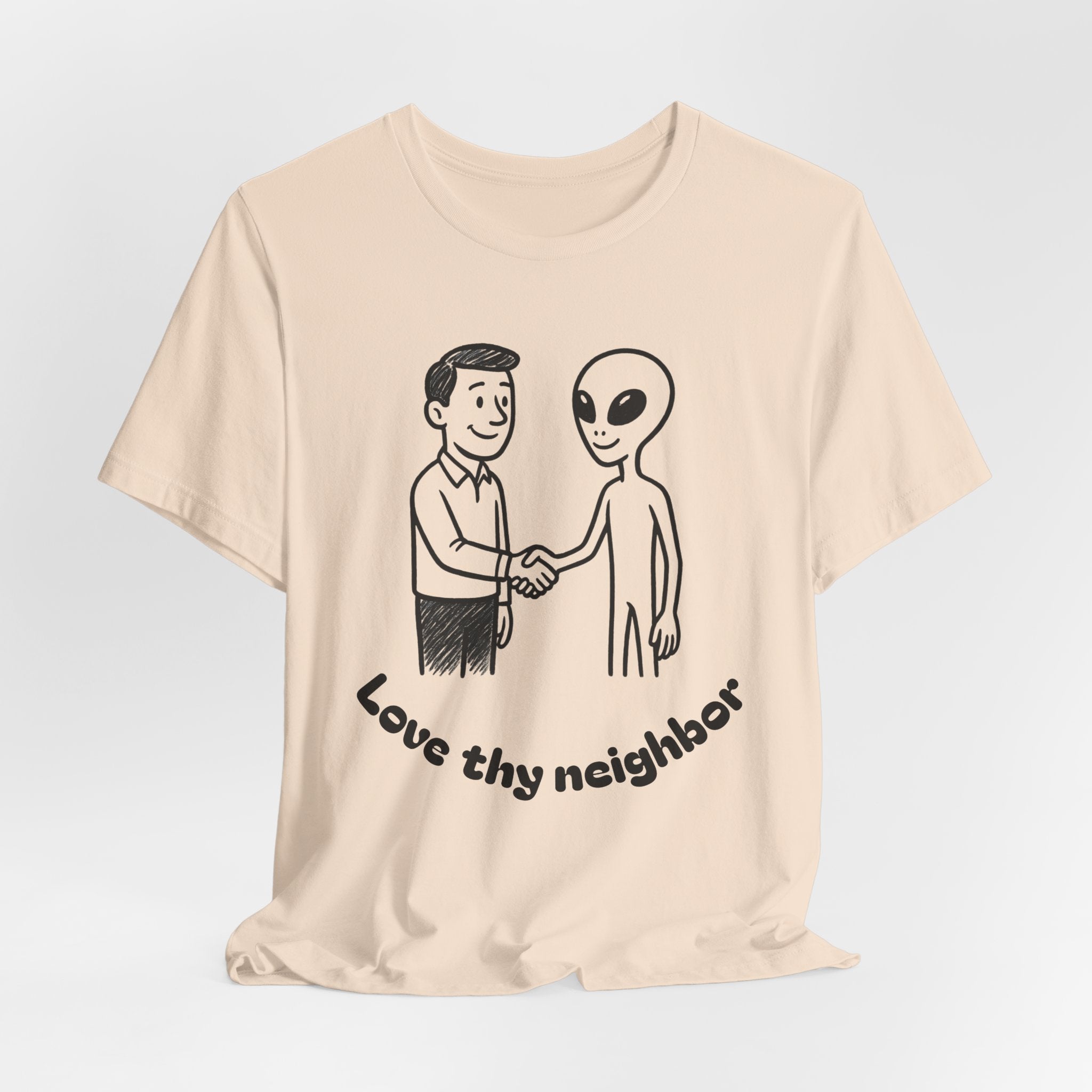 Friendly Alien T‑Shirt — "Love Thy Neighbor" Retro Graphic Tee
