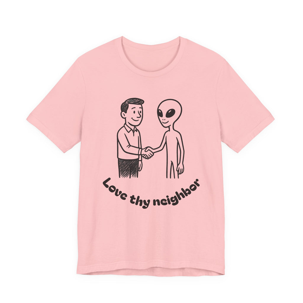 Friendly Alien T‑Shirt — "Love Thy Neighbor" Retro Graphic Tee