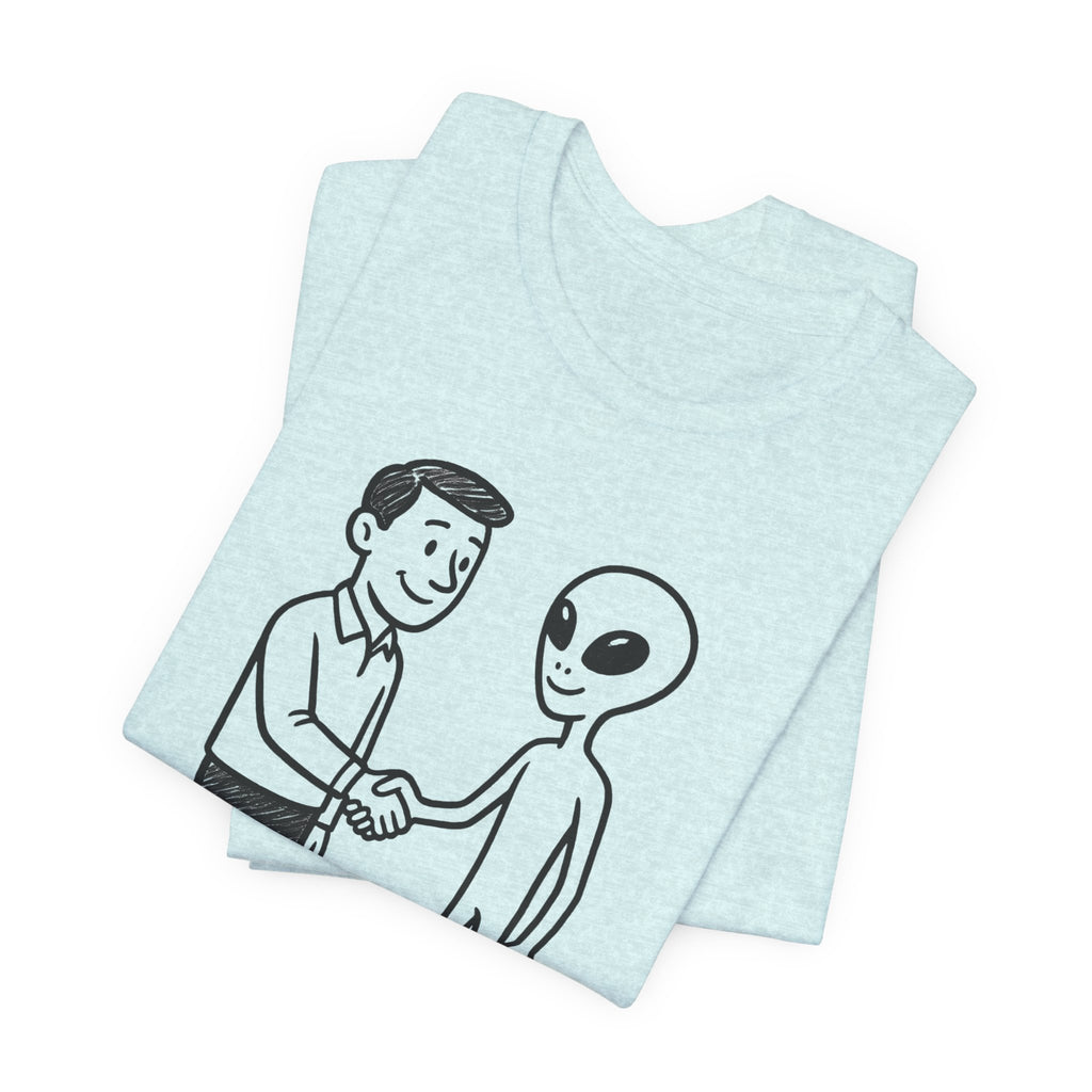 Friendly Alien T‑Shirt — "Love Thy Neighbor" Retro Graphic Tee