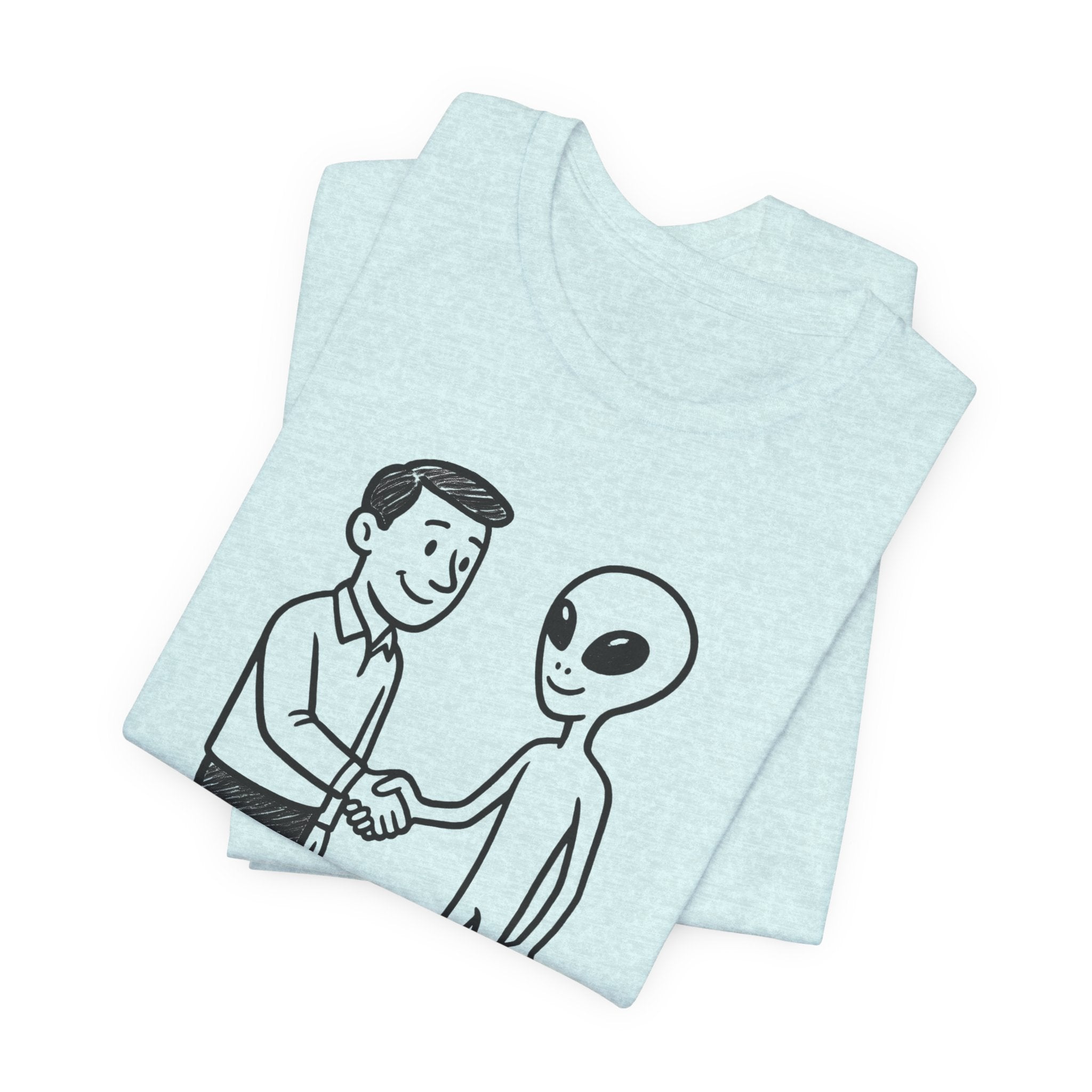 Friendly Alien T‑Shirt — "Love Thy Neighbor" Retro Graphic Tee