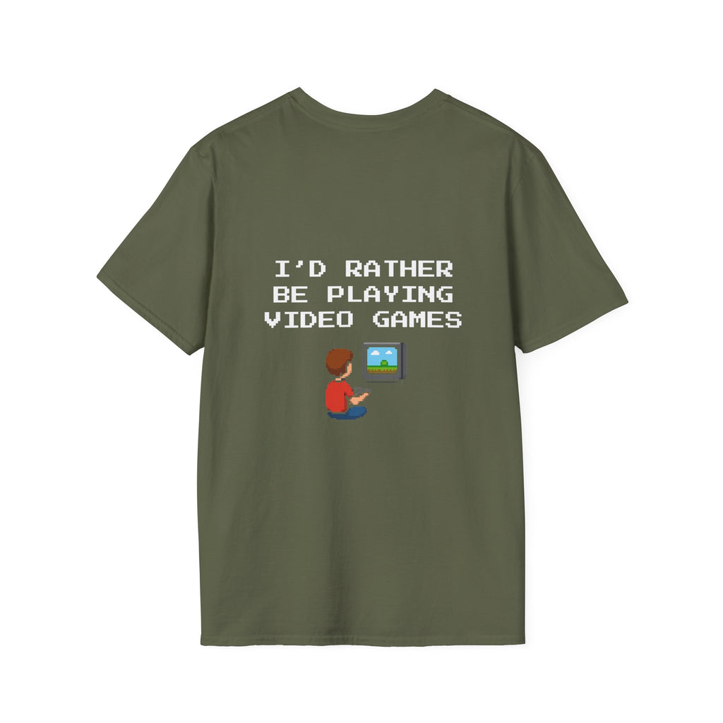 I'd Rather be Playing Video Games T-Shirt — Small Gamer Kid Playing Console Design
