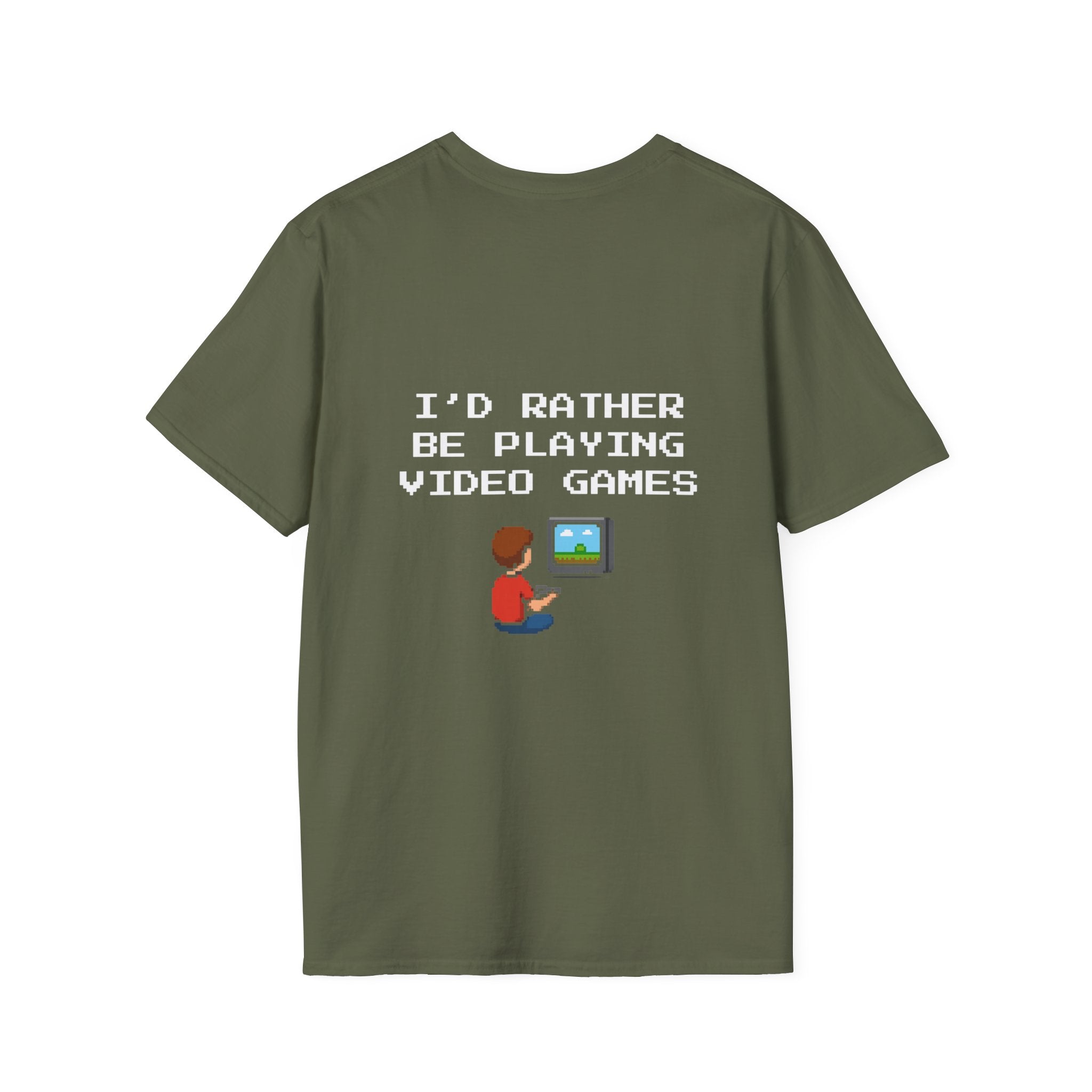 I'd Rather be Playing Video Games T-Shirt — Small Gamer Kid Playing Console Design