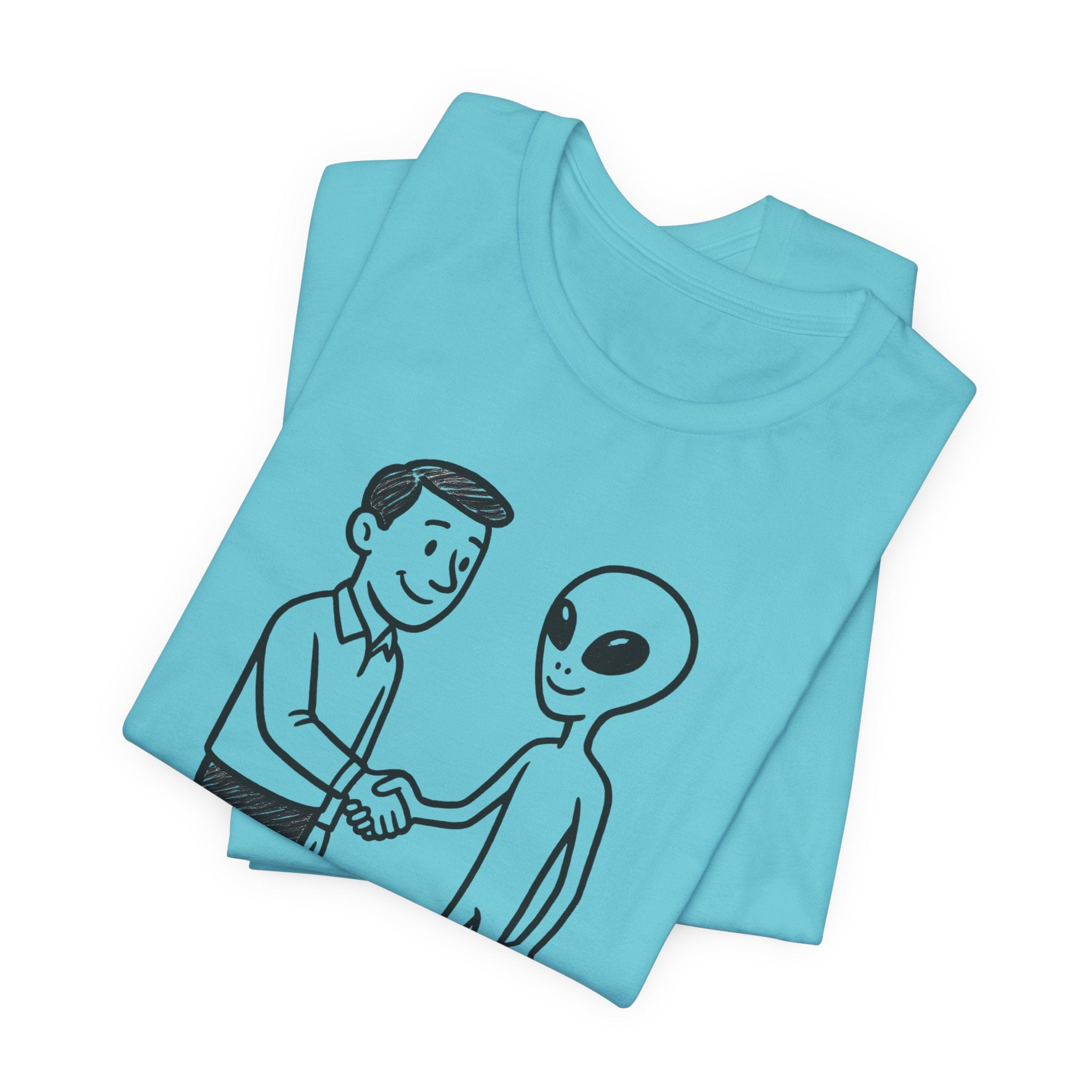Friendly Alien T‑Shirt — "Love Thy Neighbor" Retro Graphic Tee