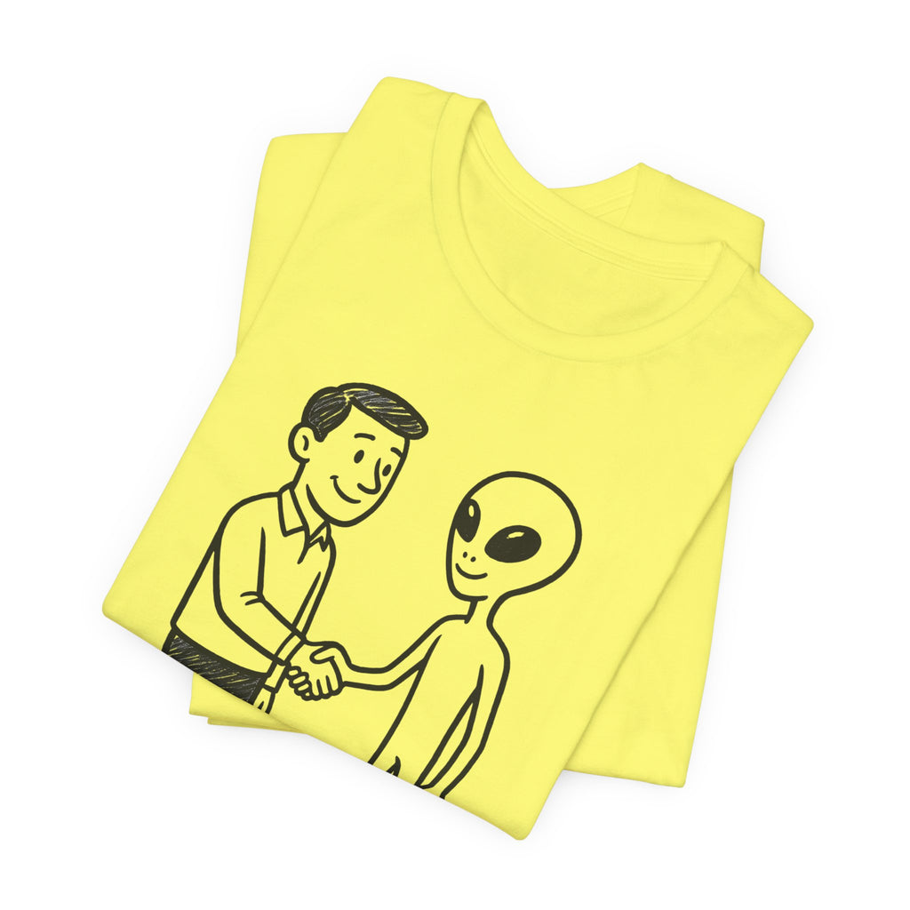Friendly Alien T‑Shirt — "Love Thy Neighbor" Retro Graphic Tee