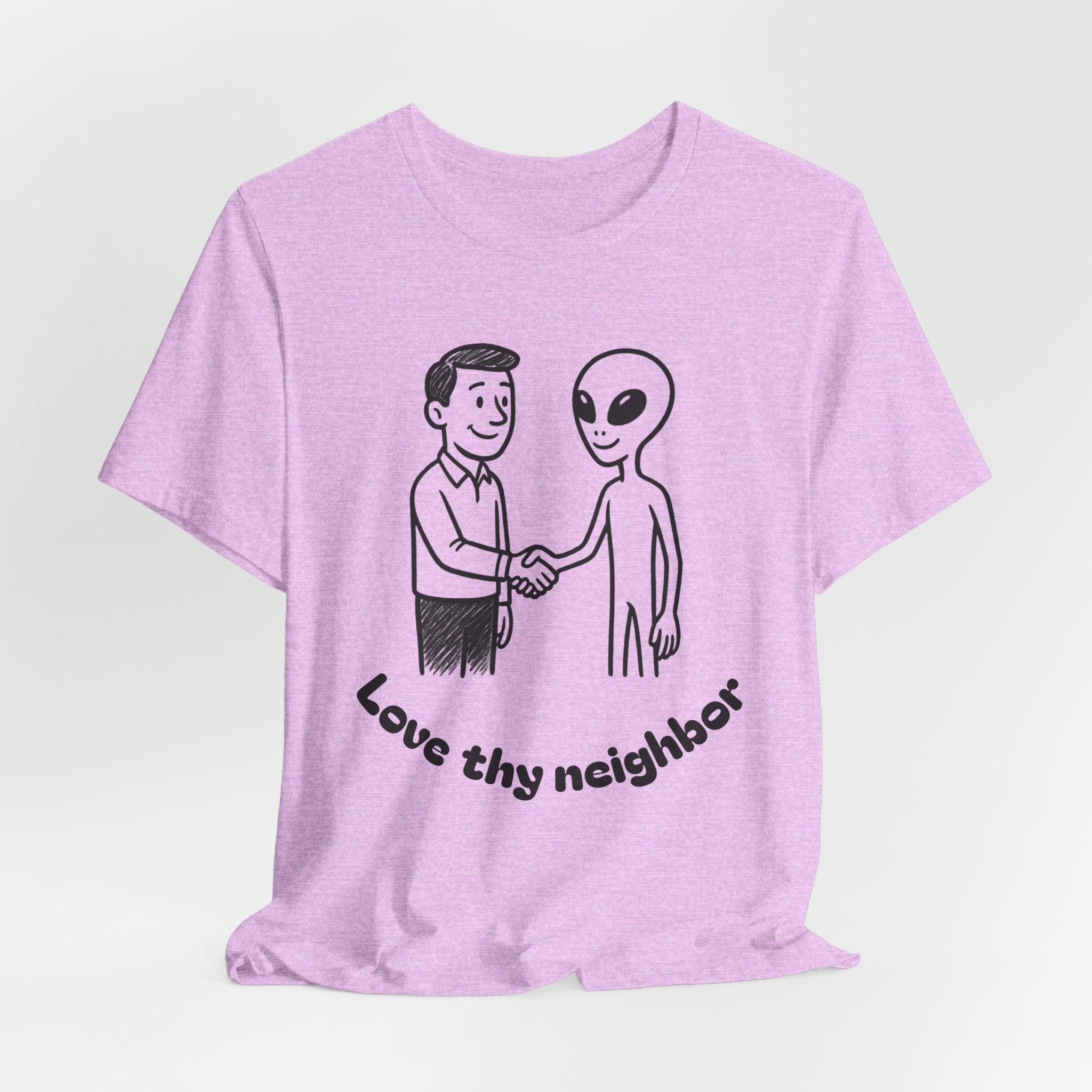 Friendly Alien T‑Shirt — "Love Thy Neighbor" Retro Graphic Tee