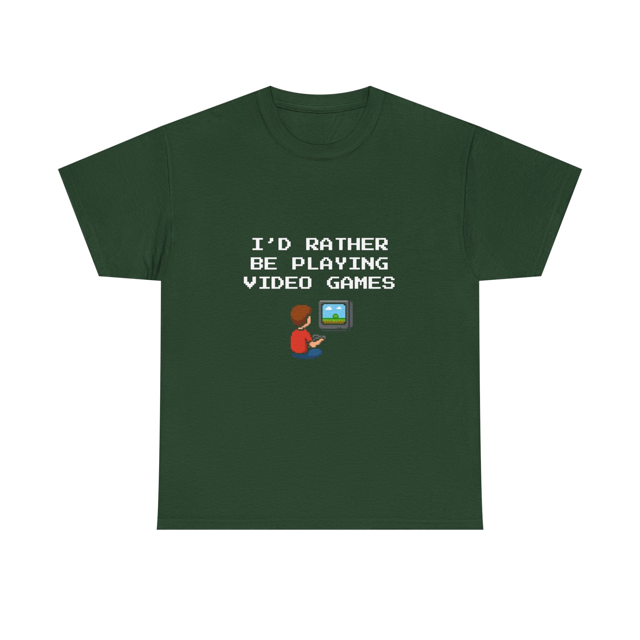 Video Games T-Shirt — "I'd Rather Be Playing Video Games" Retro Gamer Tee