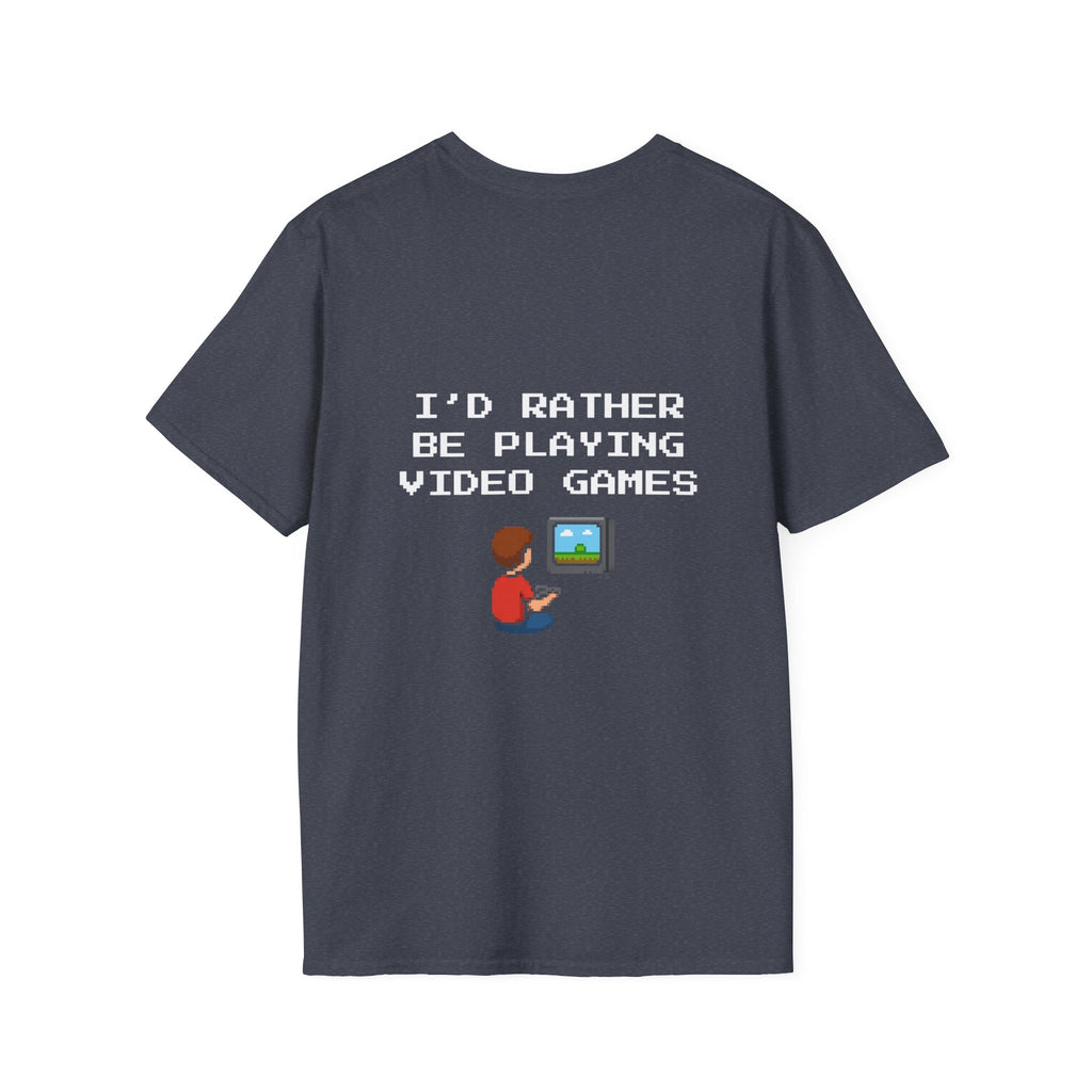 I'd Rather be Playing Video Games T-Shirt — Small Gamer Kid Playing Console Design