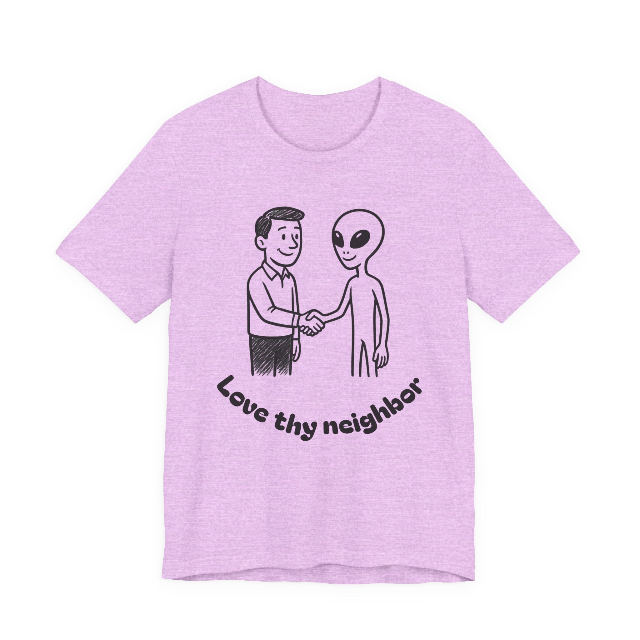 Friendly Alien T‑Shirt — "Love Thy Neighbor" Retro Graphic Tee