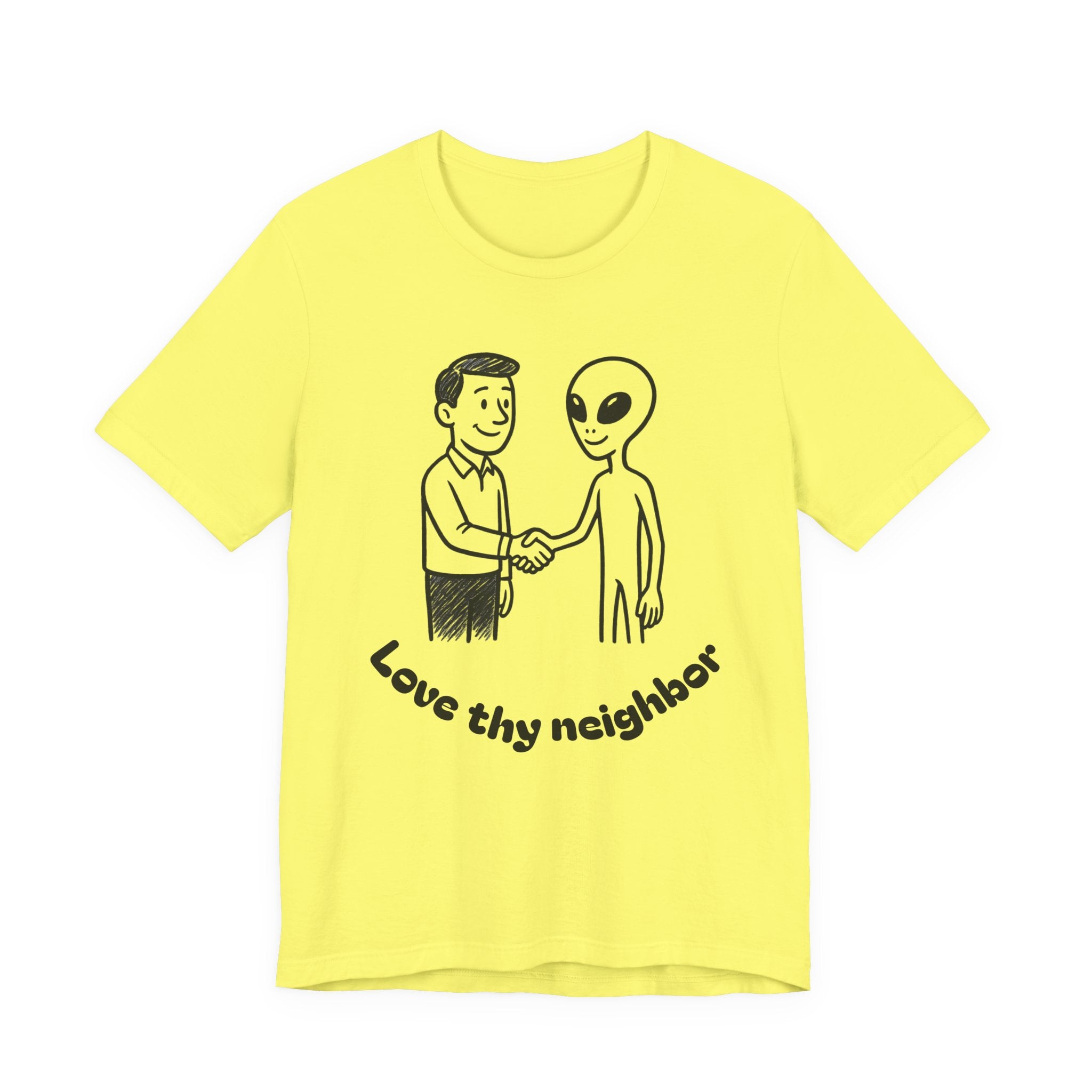 Friendly Alien T‑Shirt — "Love Thy Neighbor" Retro Graphic Tee