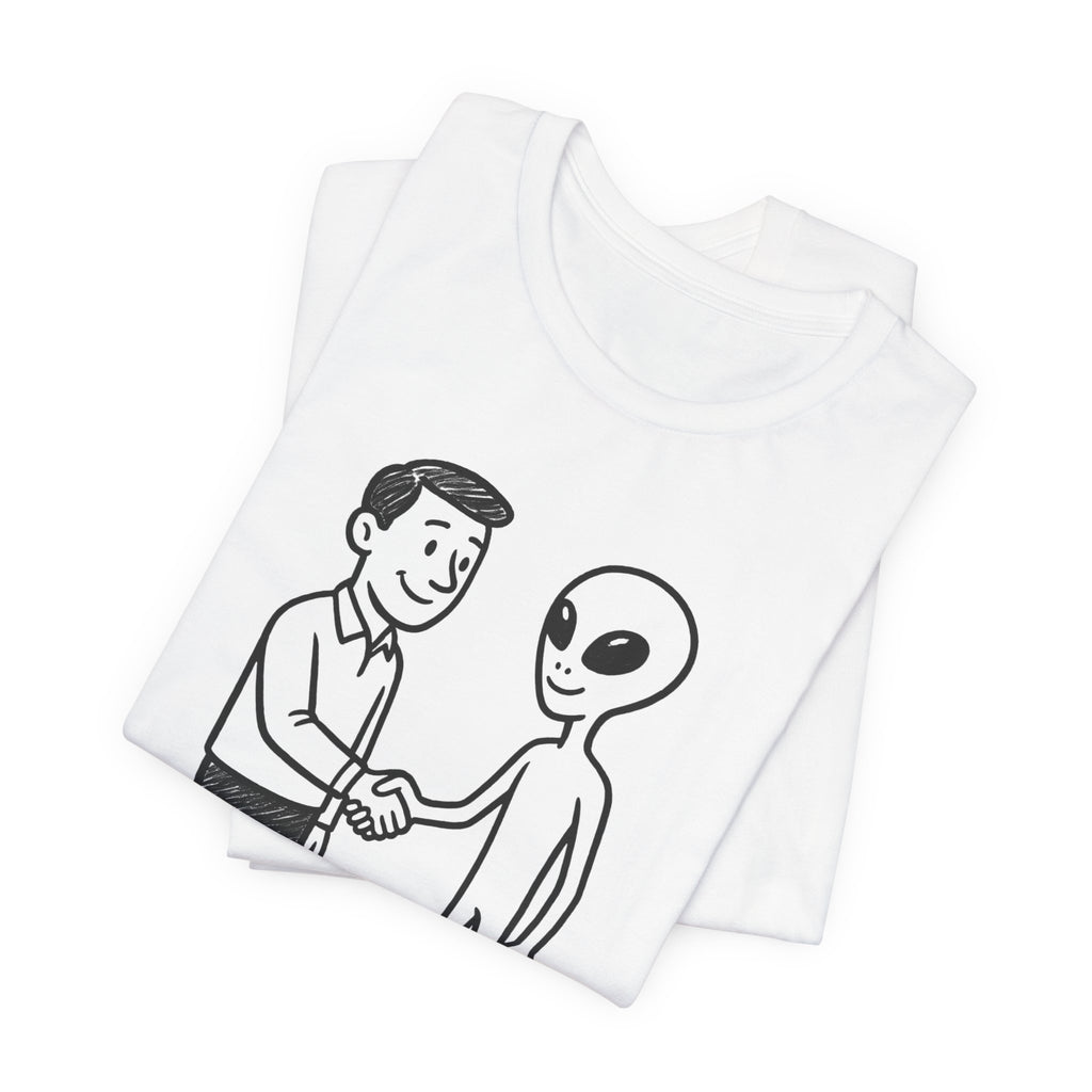 Friendly Alien T‑Shirt — "Love Thy Neighbor" Retro Graphic Tee