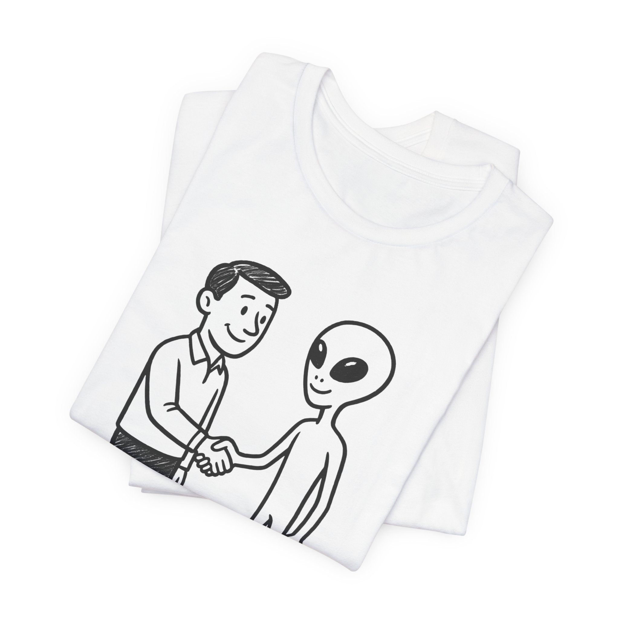 Friendly Alien T‑Shirt — "Love Thy Neighbor" Retro Graphic Tee