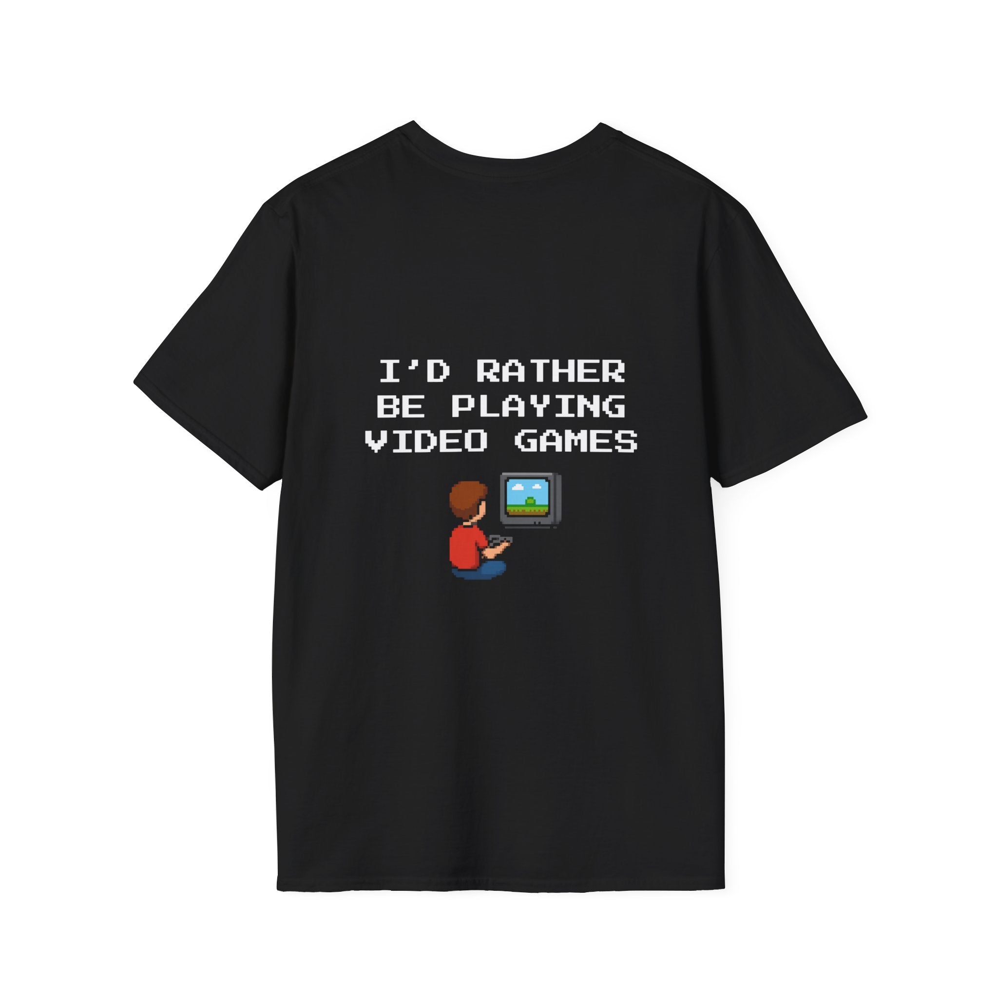 I'd Rather be Playing Video Games T-Shirt — Small Gamer Kid Playing Console Design