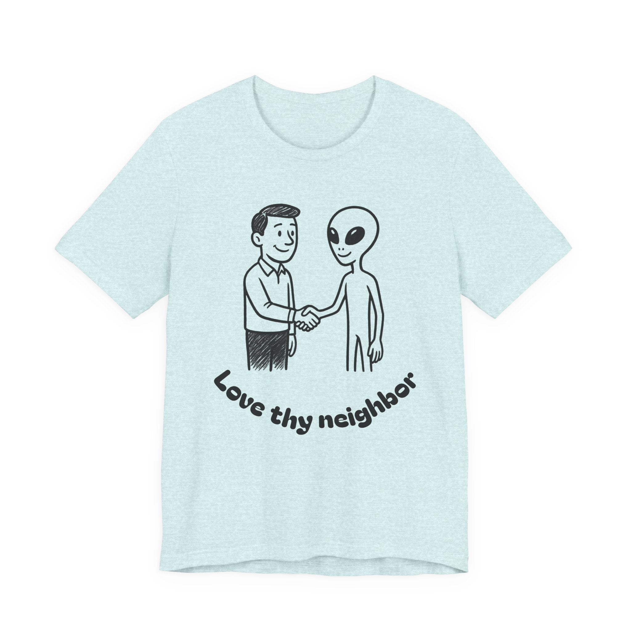 Friendly Alien T‑Shirt — "Love Thy Neighbor" Retro Graphic Tee