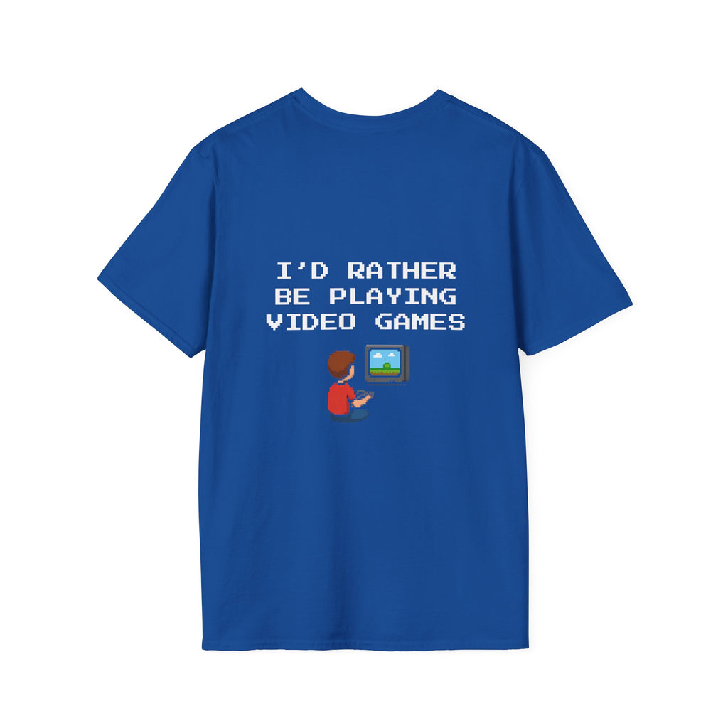 I'd Rather be Playing Video Games T-Shirt — Small Gamer Kid Playing Console Design