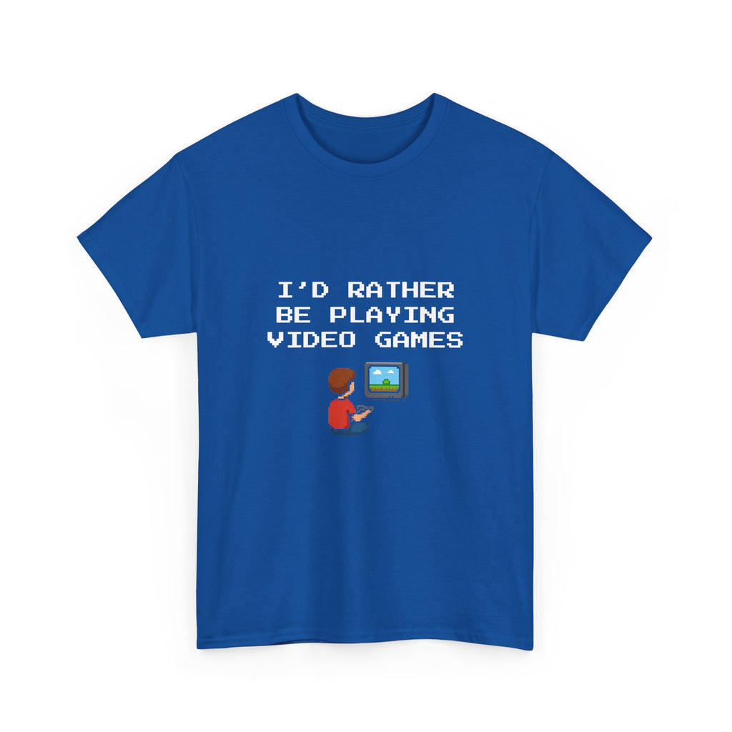 Video Games T-Shirt — "I'd Rather Be Playing Video Games" Retro Gamer Tee