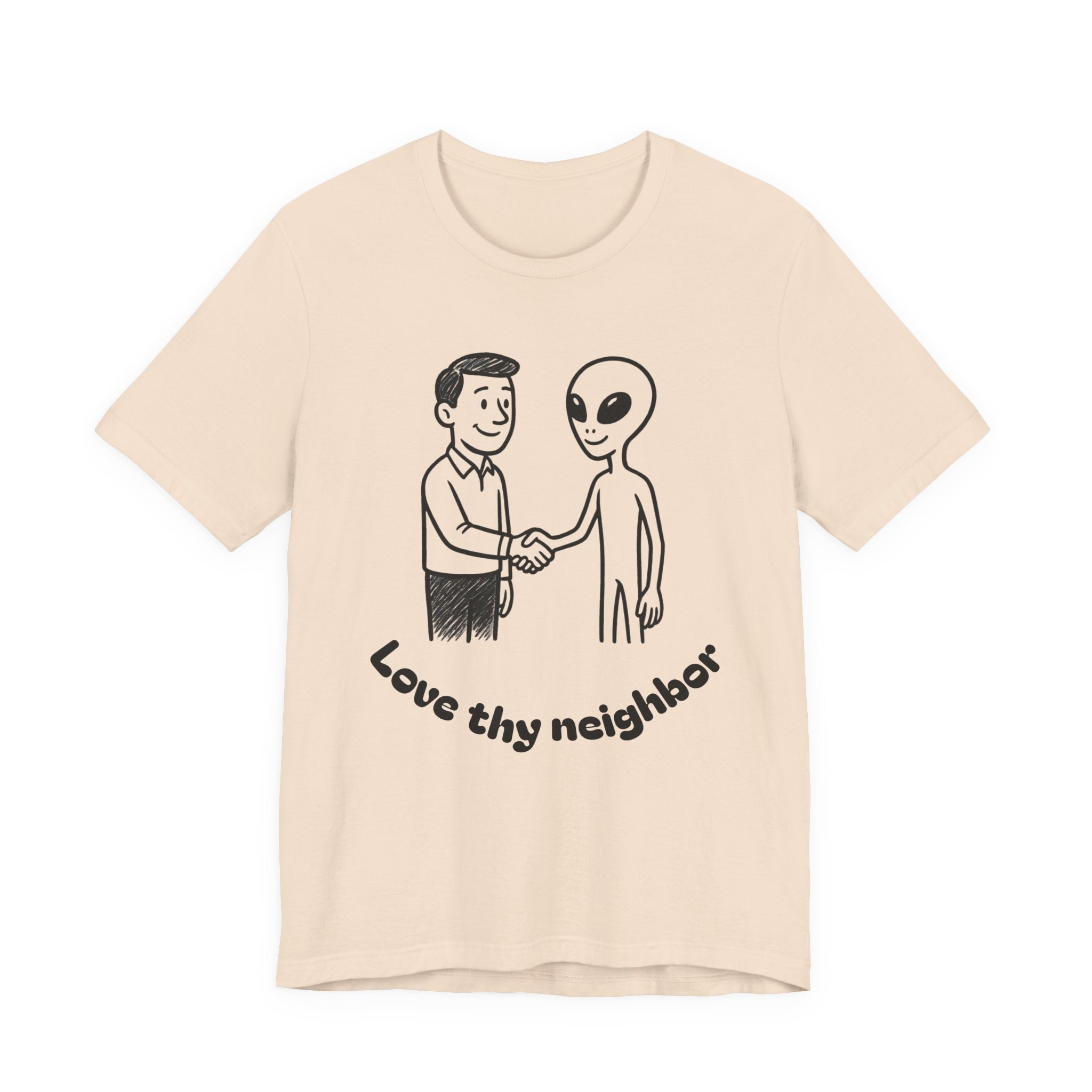 Friendly Alien T‑Shirt — "Love Thy Neighbor" Retro Graphic Tee
