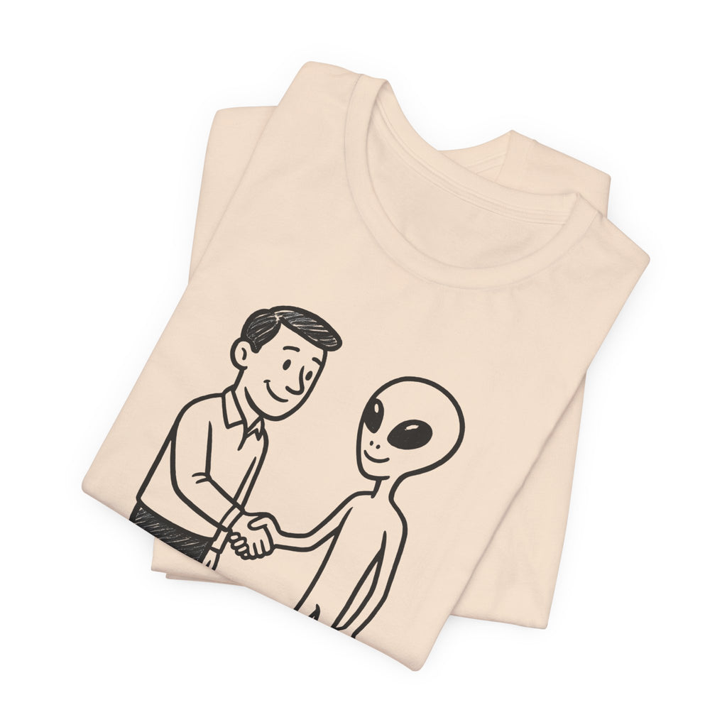 Friendly Alien T‑Shirt — "Love Thy Neighbor" Retro Graphic Tee