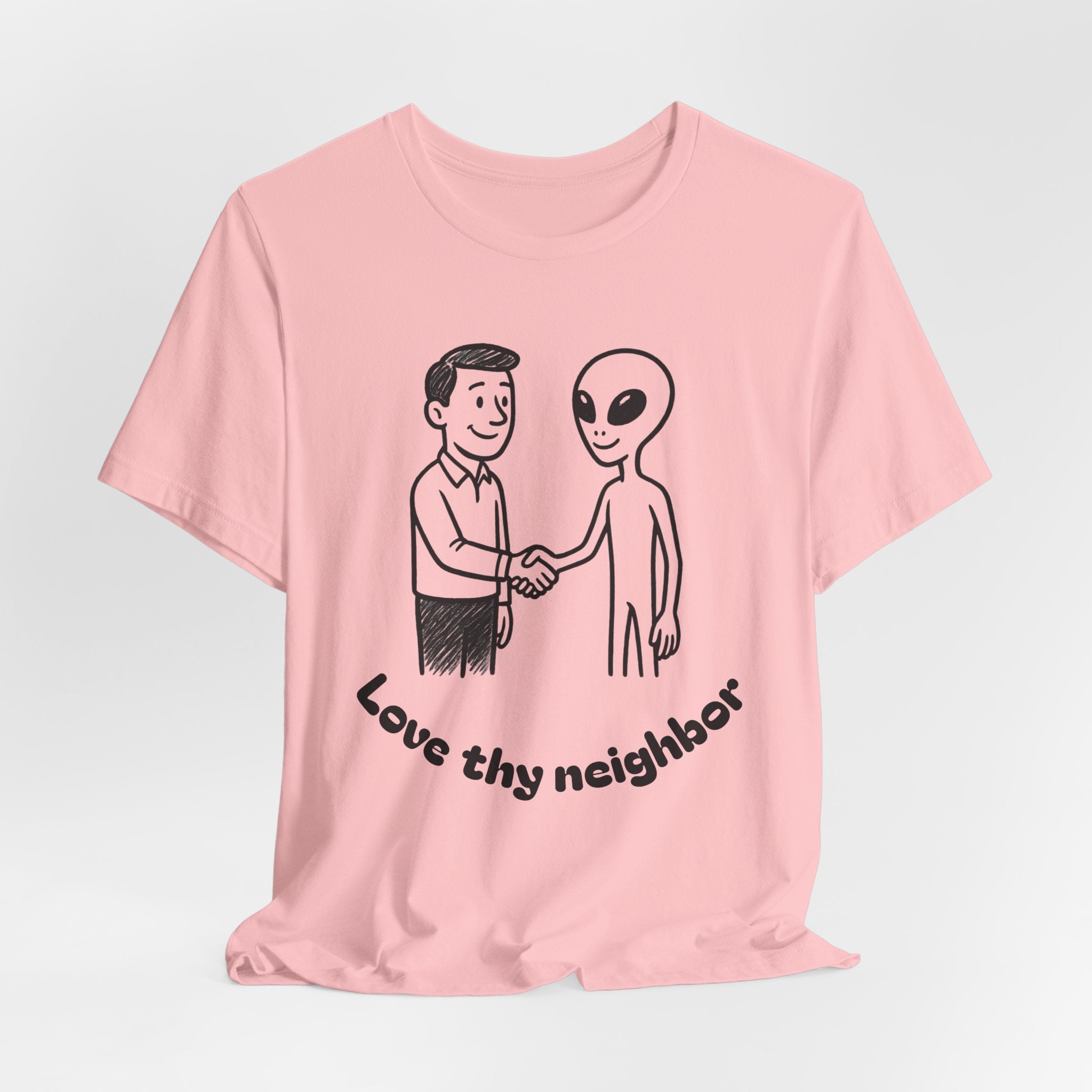 Friendly Alien T‑Shirt — "Love Thy Neighbor" Retro Graphic Tee